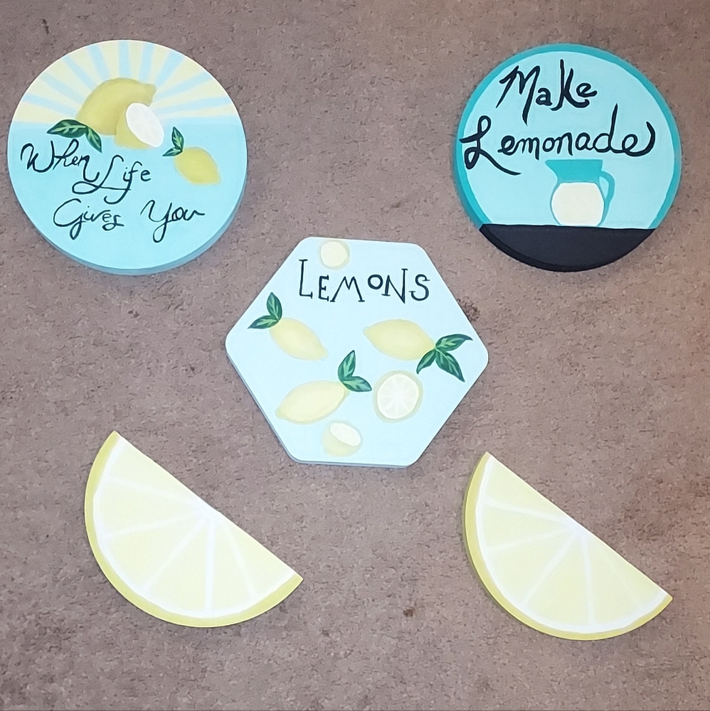 When Life Gives You Lemons Kitchen Decor 5 PC Hand-painted set
